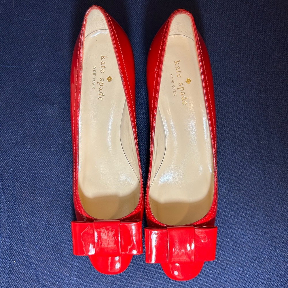 Kate Spade Glossy Red Heels with Bow